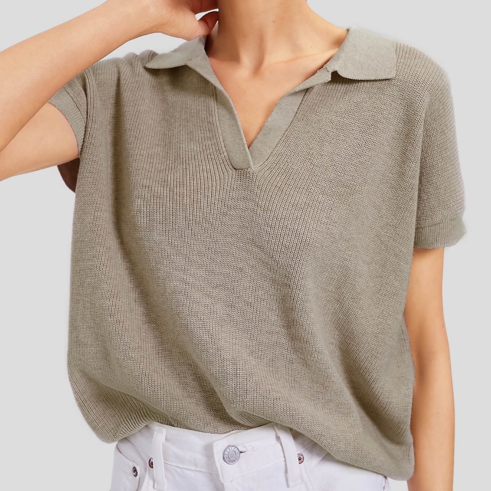 Tuckernuck XXL Oatmeal Grove Shaker Polo Sweater Top